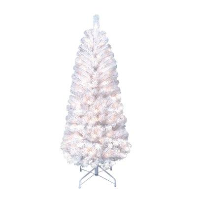 Puleo International Pre-Lit 4.5' White Pencil Northern Fir Artificial Christmas Tree