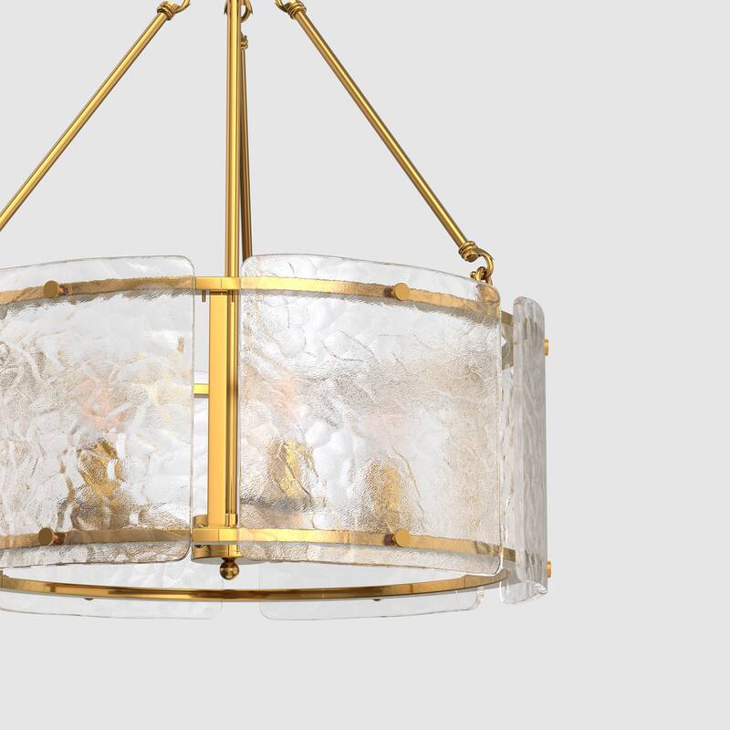 Brass 5-Light Branch Chandelier with Curved Glass Shades, E12 Base