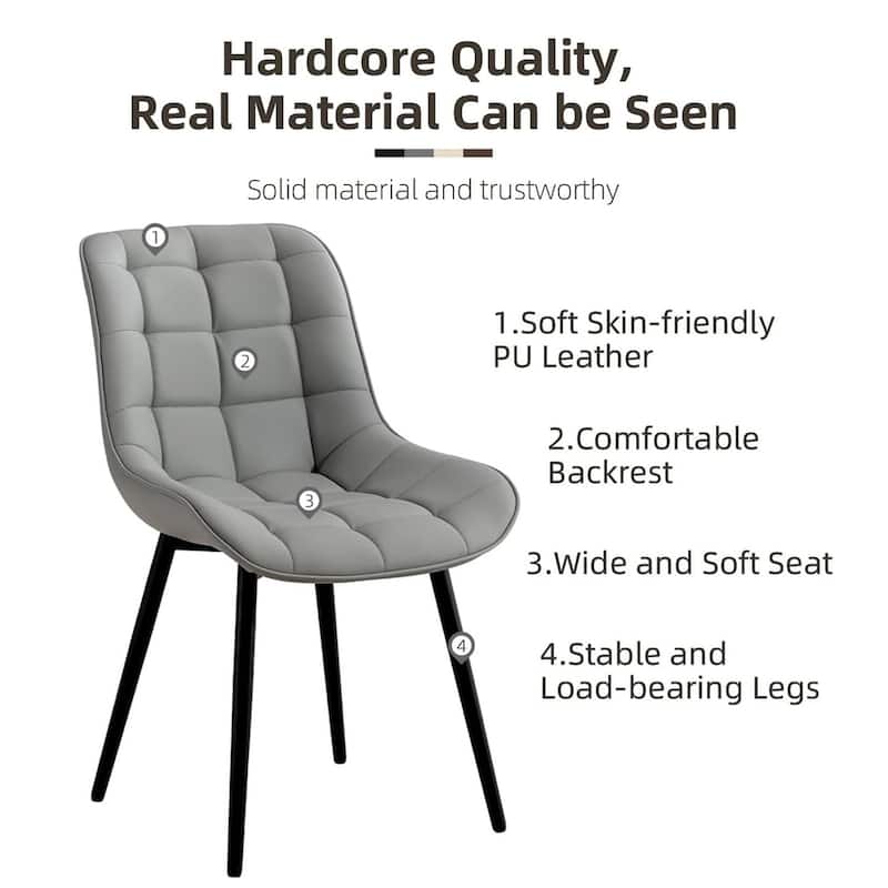 XINMICS Modern Upholstered Faux Leather Dining Chairs Set of 2