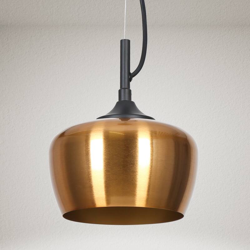 Modern Farmhouse Black Gold 1-Light Pendant Light Dome Island Lights for Dining Room
