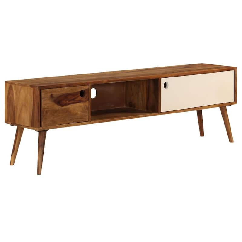 vidaXL TV Stand 55.1"x11.8"x15.7" Solid Wood Sheesham