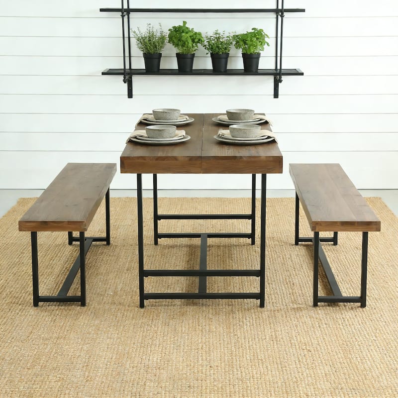 Rustic Rectangular 4-Person Dining Set with 2 Chairs