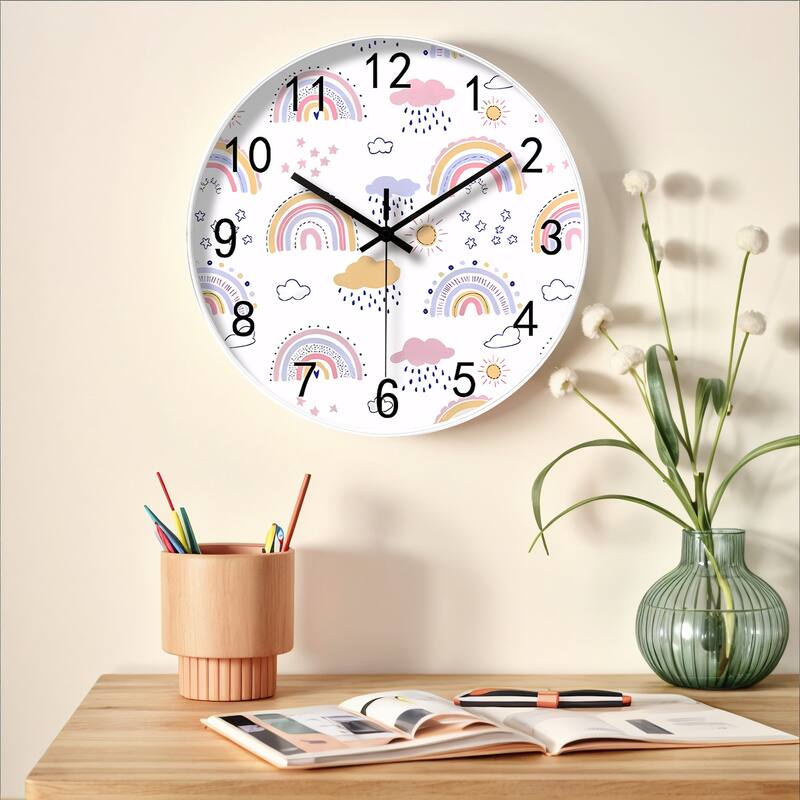 Silent Wall Clock, Non Ticking, Battery-Powered, Ideal for Teaching Time and Stylish Decor in Room, Classroom, School 12 Inch - White-1