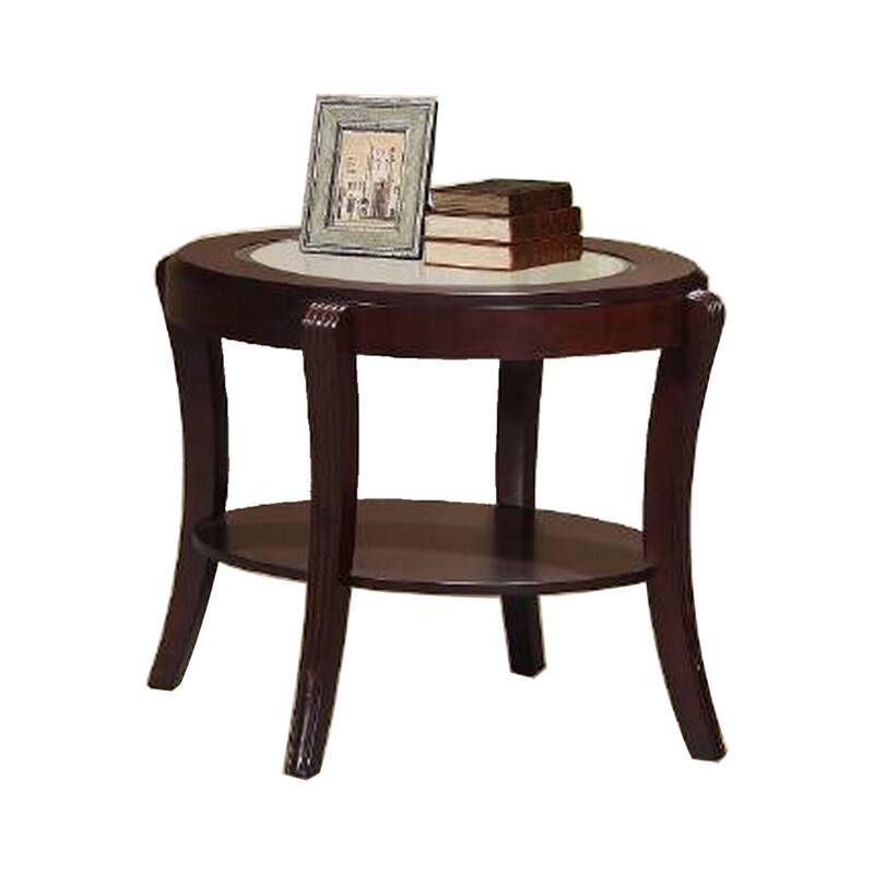 31 in. Brown and Clear Round Glass End Table, Sturdy Build End Side Table for Living Rooms