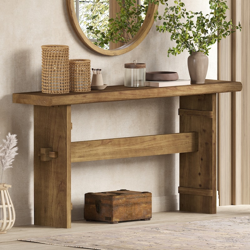 63-Inch Solid Wood Console Table for Entryway