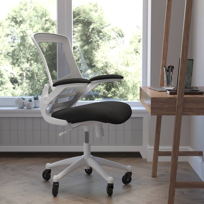 Ergonomic Swivel Task Chair with Roller Wheels & Flip Up Arms