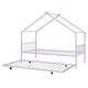 preview thumbnail 24 of 52, Metal House Bed with Twin Size Trundle, Twin/Full Size Playhouse Bed Montessori Bed with Roof Design for Kids Bedroom
