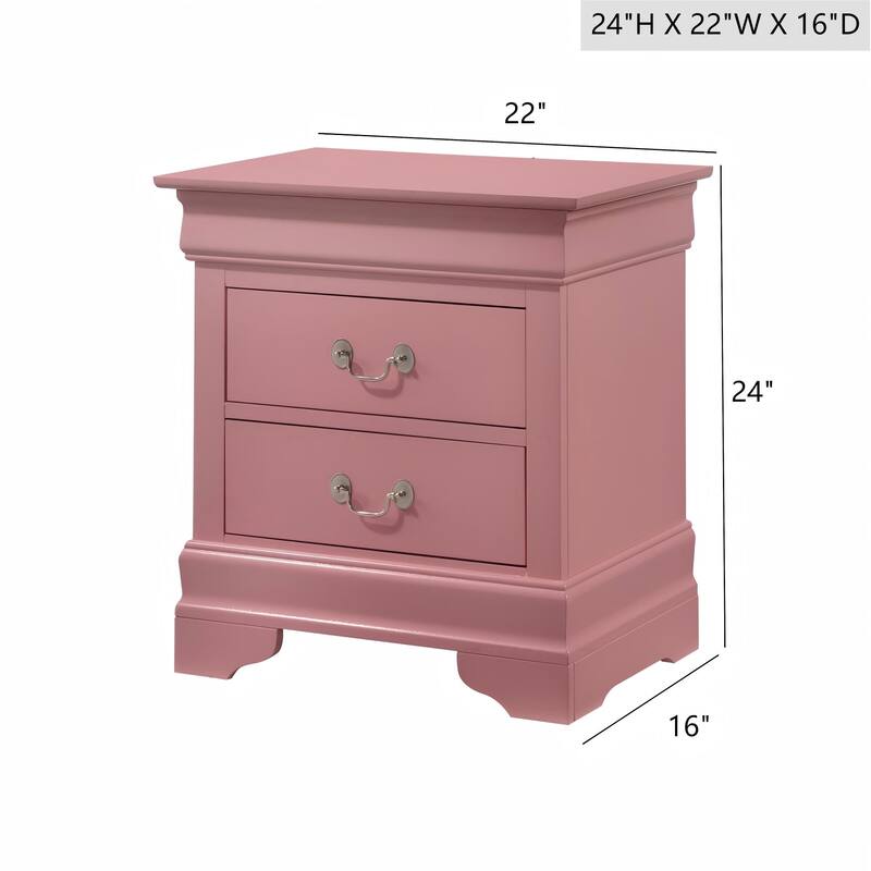 Pink Traditional Nightstand with High-Quality Materials