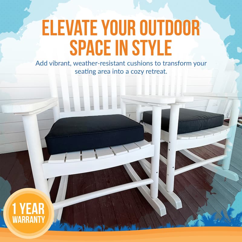 Island Retreat All-Weather Outdoor Solid Color Seat Cushion (Set of 2) - 18.5-in L x 16-in W x 3-in D
