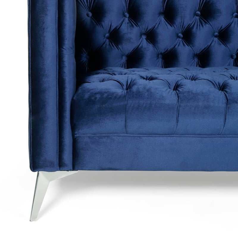Galvin Tufted Velvet 3-seat Sofa by Christopher Knight Home - 88.00" W x 32.00" L x 30.00" H