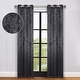 preview thumbnail 23 of 124, Superior Leaves Machine Washable Room Darkening Grommet Blackout Curtains, Set of 2 42" x 108" - Black/Black