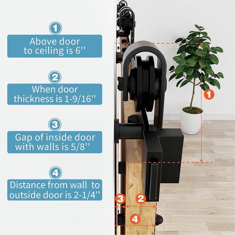 WINSOON 4-14 FT Sliding Barn Door Hardware Track Kit for Double Doors J Style Rollers