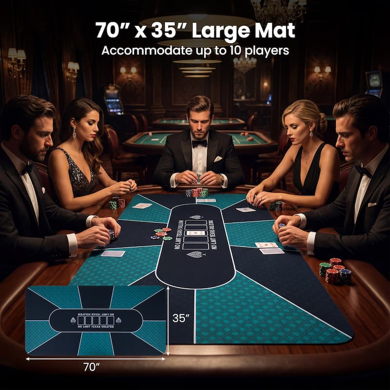 Gymax 70 x 35 Inch Poker Table Top w/Water-repellent Surface Anti-slip - Black & Green