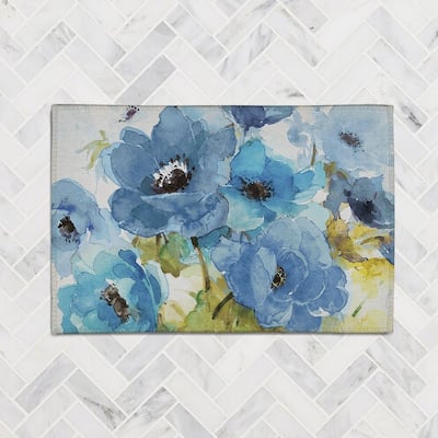 Blue Bouquet Chenille Accent Rug