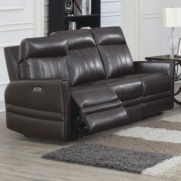 Black top grain leather sofa top