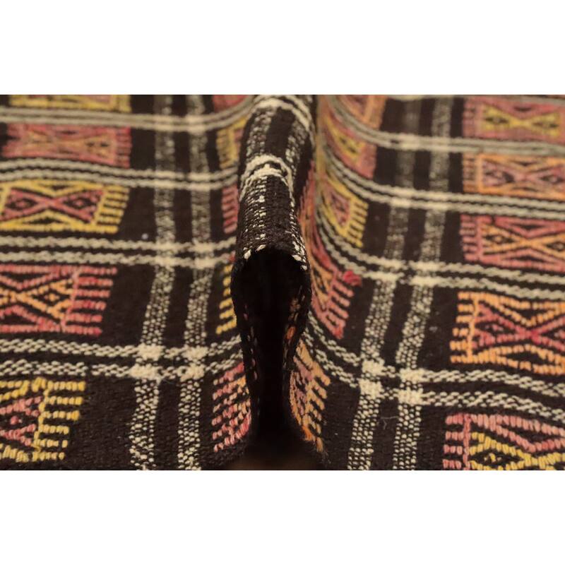 Hand Woven Oriental 100% Wool Carpet Southwestern Tribal Multi-Colored Kilim Runner Rug - 9' 1'' X 4' 2''