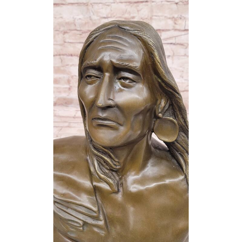 Signed Original Artwork By Milo Native American Chief Bronze Sculpture Bust