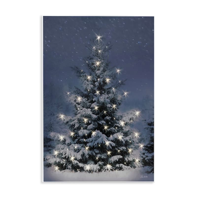 Stupell Snowy Nighttime Christmas Tree Wall Plaque Art Design By Lori Deiter - 13 x 19