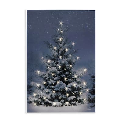 Stupell Snowy Nighttime Christmas Tree Wall Plaque Art Design By Lori Deiter