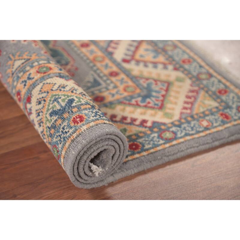 Geometric Kazak Oriental Foyer Rug Handmade Traditional Wool Carpet - 2'9" x 4'1"