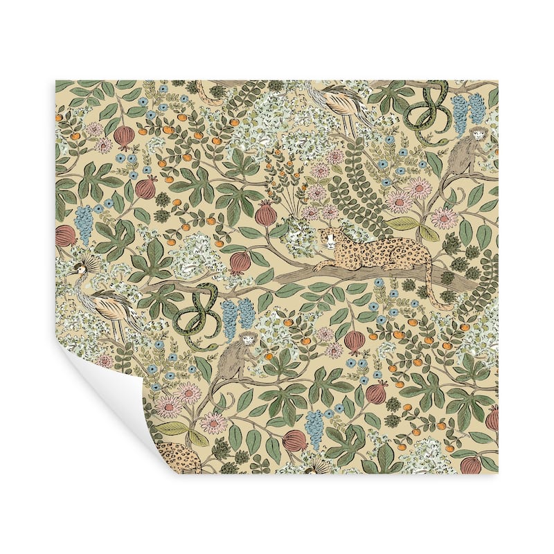 Rifle Paper Co. Safari Beige Jungle Toile Premium Peel + Stick Wallpaper