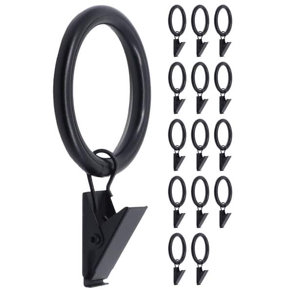 slide 2 of 26, Meriville Drapery Curtain Rings with Clip - 1.5-Inch Inner Diameter with insert Black - Set  of 14