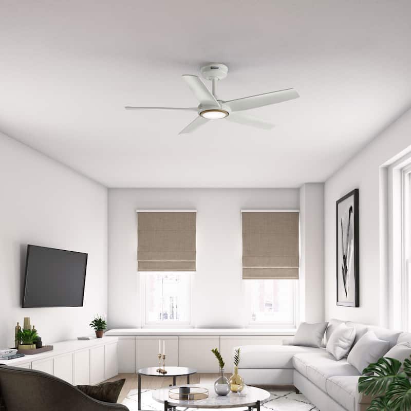 Hunter ZenTech Indoor / Outdoor 5-Blade Smart Ceiling Fan w/ LED Light and Handheld Remote.