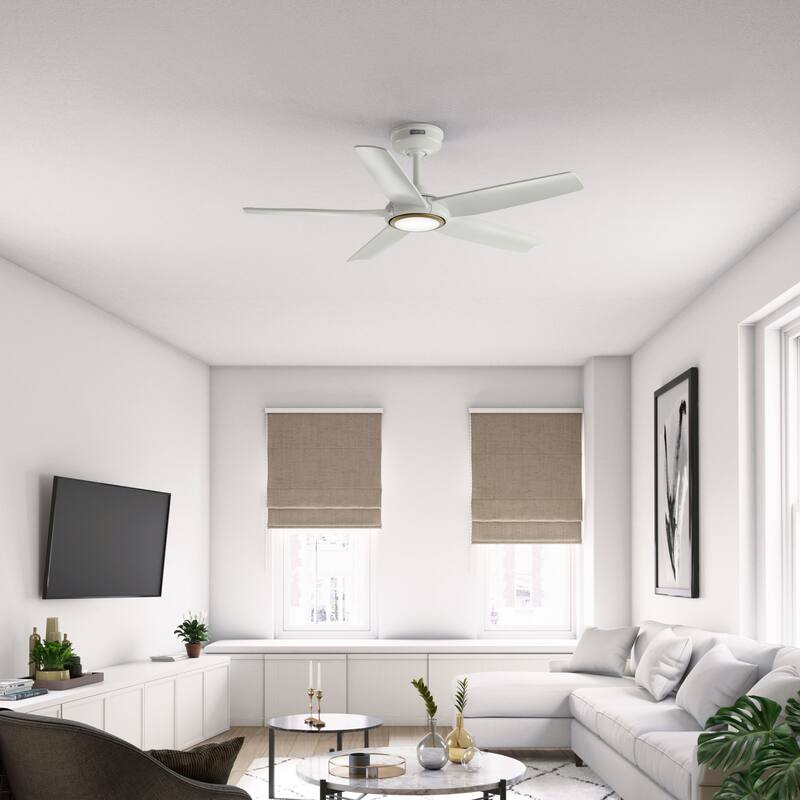 Hunter Zentech Wi-Fi ENERGY STAR Damp Rated Ceiling Fan w/ LED Light and Handheld Remote - Modern & Contemporary - SMART FAN!