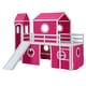 preview thumbnail 38 of 57, House Low Loft Bed with Slide & Tent Solid Wood Kids Loft Bed Frame with Tower and Ladders for Kids Teens Boys & Girls