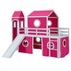 preview thumbnail 5 of 27, Playhouse Twin Size Loft Bed with Slide Pink Tent and Tower