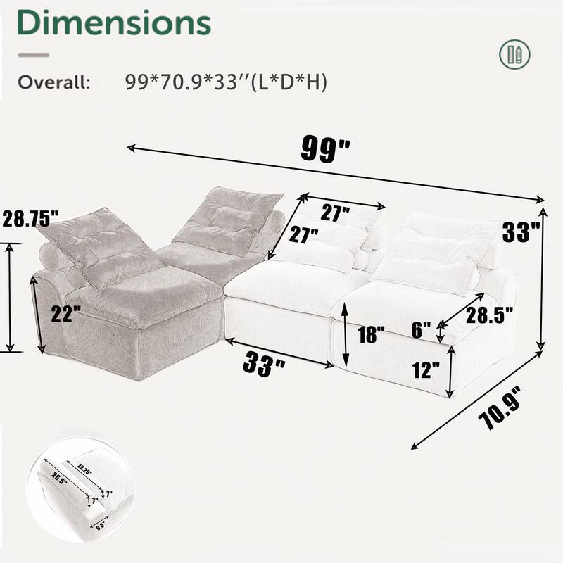 Modular 4 Seats No Armrests Back Lounge Sofa Chair
