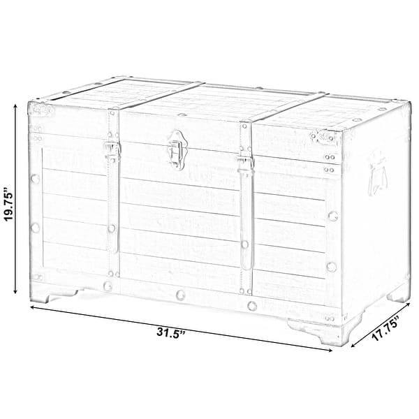 Brown Large Wooden Storage Trunk with Lockable Latch
