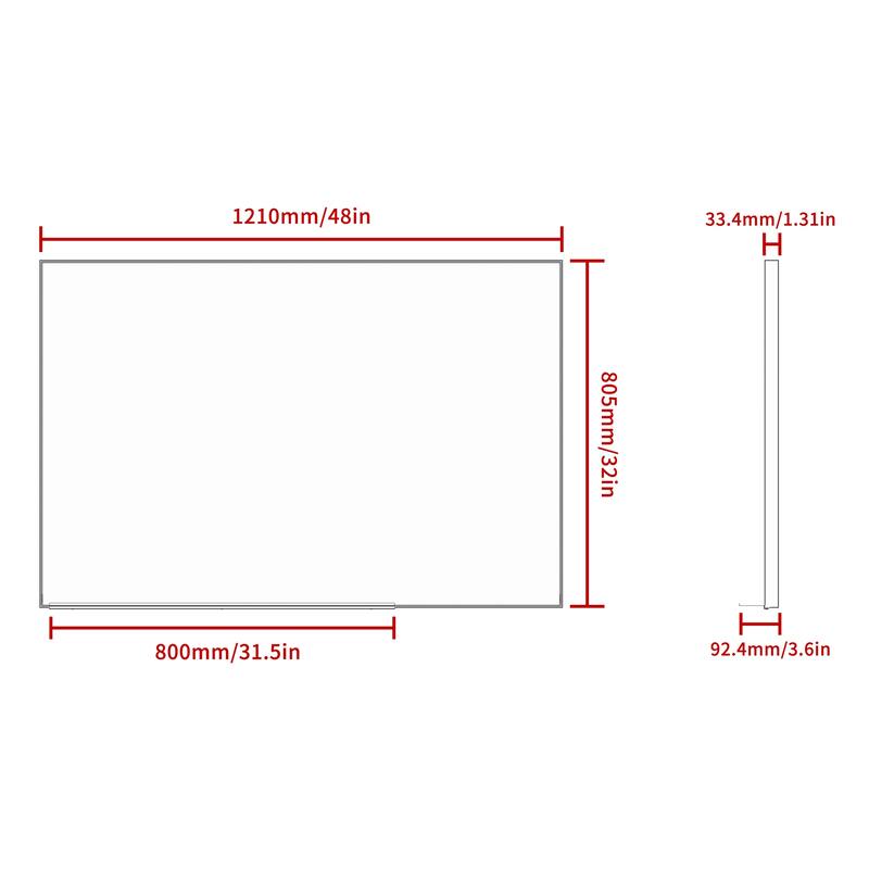 48" x 32" Oversized Rectangle Bathroom Wall Mirror with Aluminum Frame