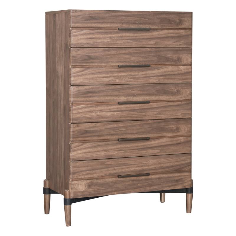 Bridgevine Home Tranquility Five Drawer Chest, No Assembly Required, Walnut Finish