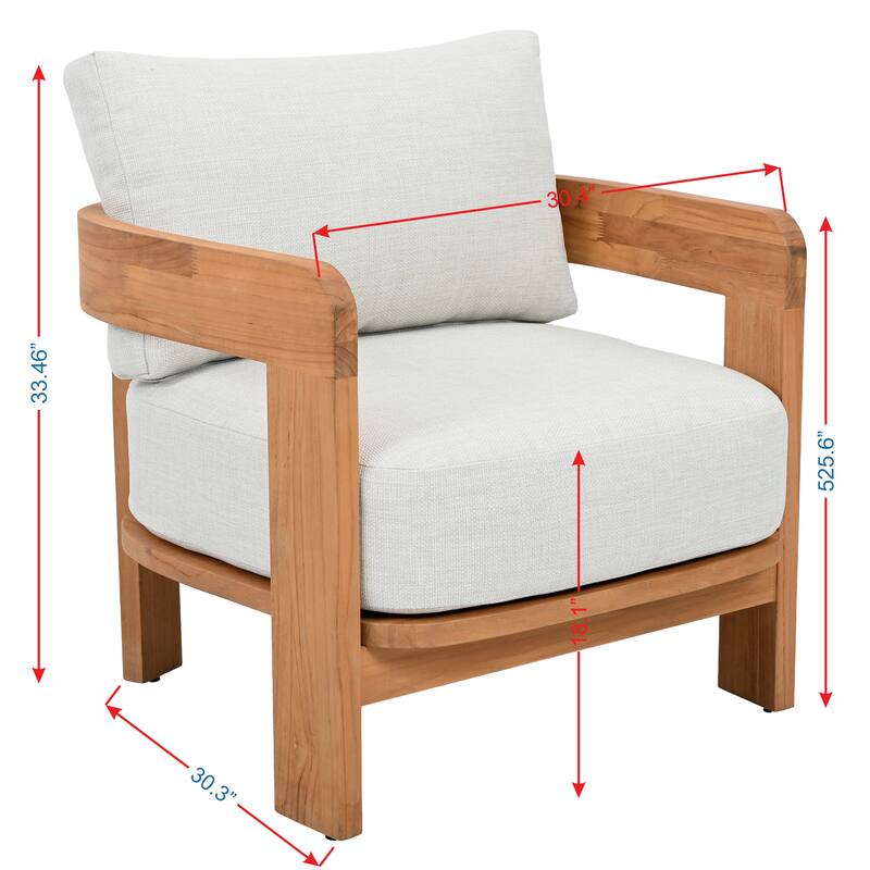 SAFAVIEH Couture Achilles Teak Patio Chair - 30"W x 30"D x 26"H