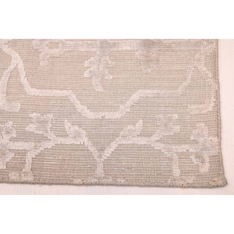 ECARPETGALLERY Hand Loomed Elysian Light Grey Viscose, Wool Rug - 8'3 x 9'9