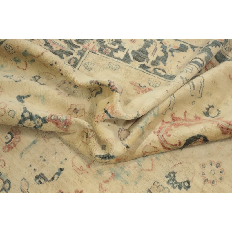 Hand Knotted Traditional Wool Beige Geometric Area Rug - 9' 9'' X 8' 3''