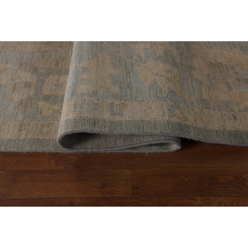 Vegetable Dye Blue Oushak Turkish Rug Handmade Oriental Wool Carpet - 8'10"x 11'8"