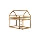 preview thumbnail 10 of 48, Twin over Twin Rubber Wood Floor Bunk Bed, with ladder,Guardrails,House-Shaped-Bunk Bed