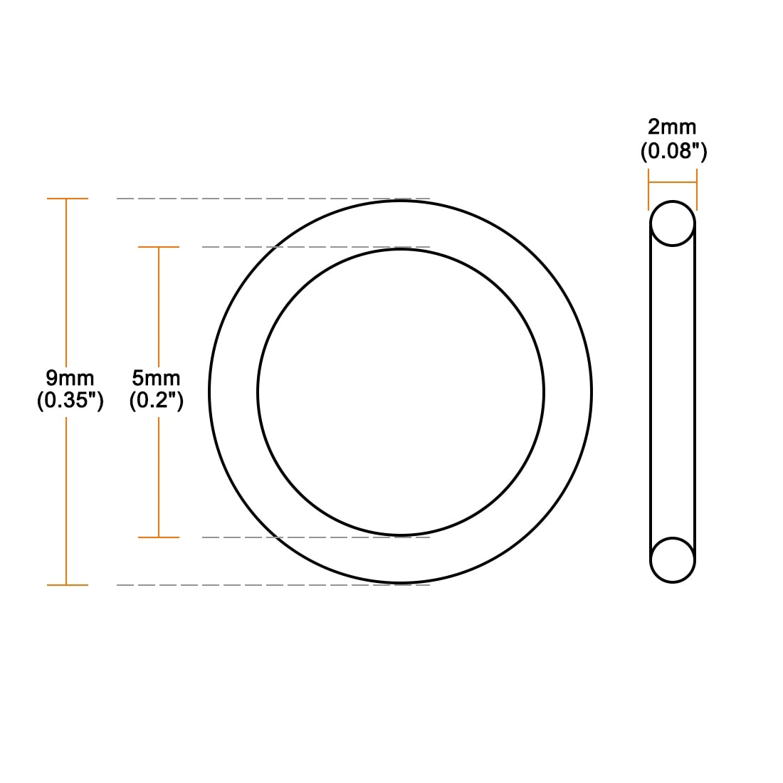 Oil-Resistant Buna N O-Rings 100 EA per Pack 3//8/'/' Diameter -110