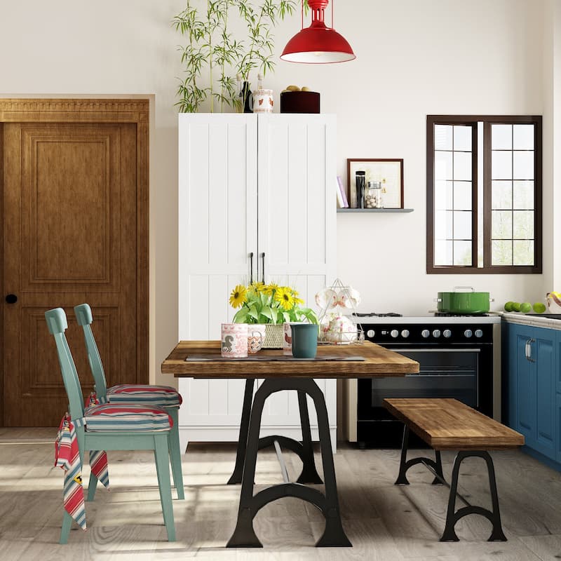 Pantry Buffet Versatile Food Wine Cabinet White Wood Grain Buffet