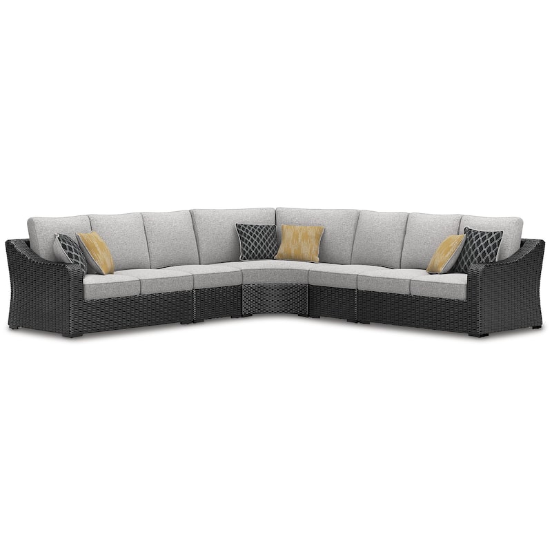 Signature Design by Ashley Beachcroft Black/Gray 5-Piece Outdoor Sectional - 130"W x 130"D x 35.75"H
