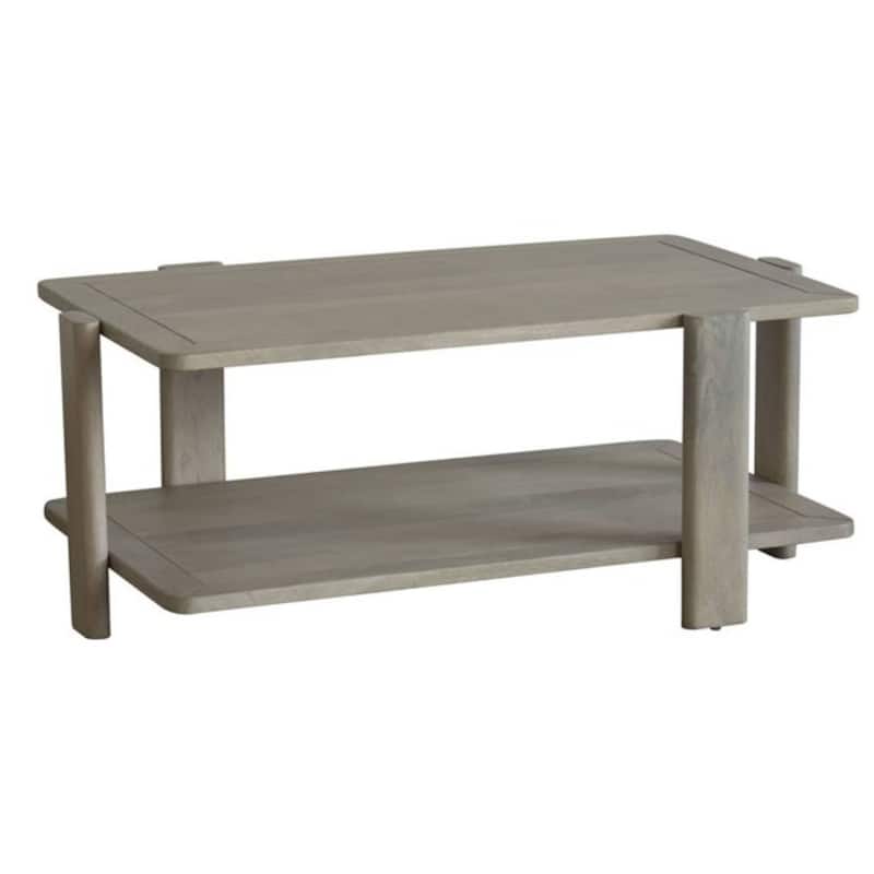 HomeRoots 45" Natural Solid Wood Distressed Coffee Table With Shelf - 44.50 in. x 18.00 in. x 26.50 in.