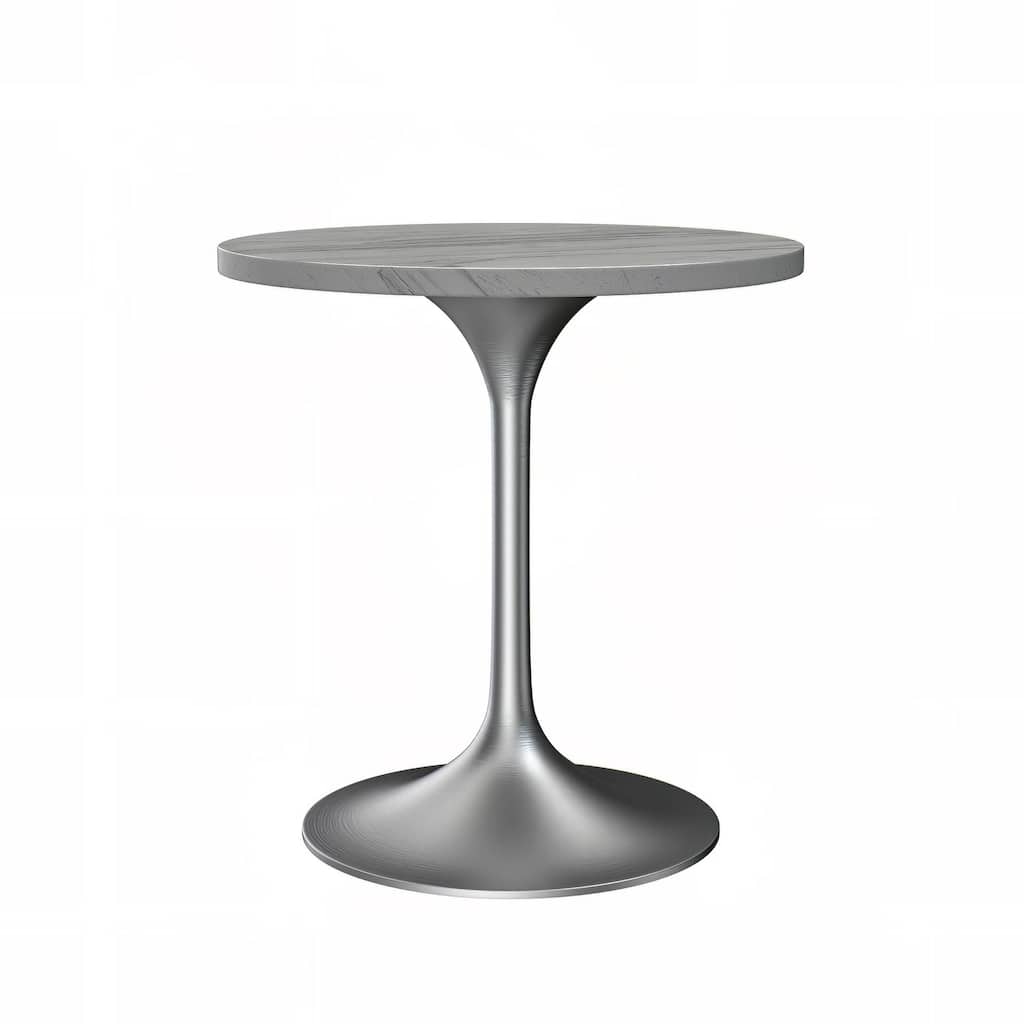 LeisureMod Verve Round Dining Table with Resin TableTop and Brushed Chrome Base for Kitchen & Dining Room