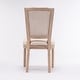 preview thumbnail 7 of 10, Square Rattan Back Dining Chair Set of 2, Cream Linen Fabric Chairs