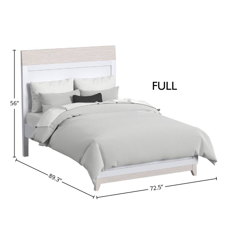 Rowan Modern Wood Complete Full Bed, Ash Linen White