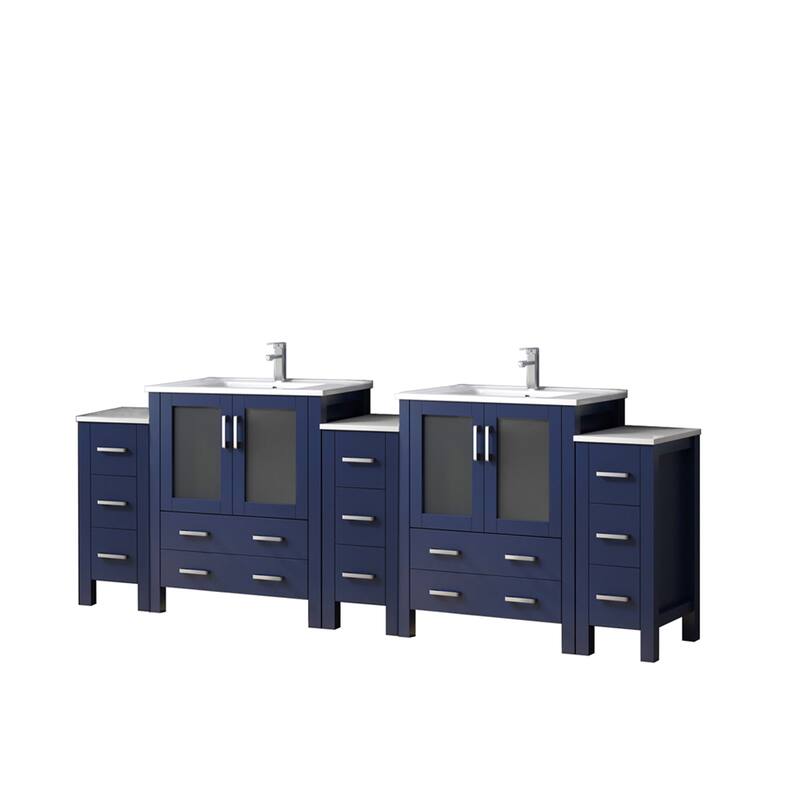 Volez Bath Vanity with Side Cabinets, Ceramic Top & Sink