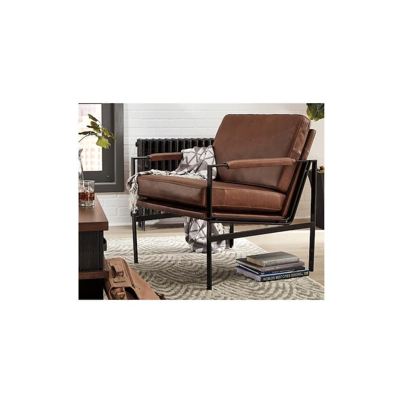 Signature Design by Ashley Puckman Mid Century Modern Leather Accent Chair - 29" W x 31.5" D x 34.25" H