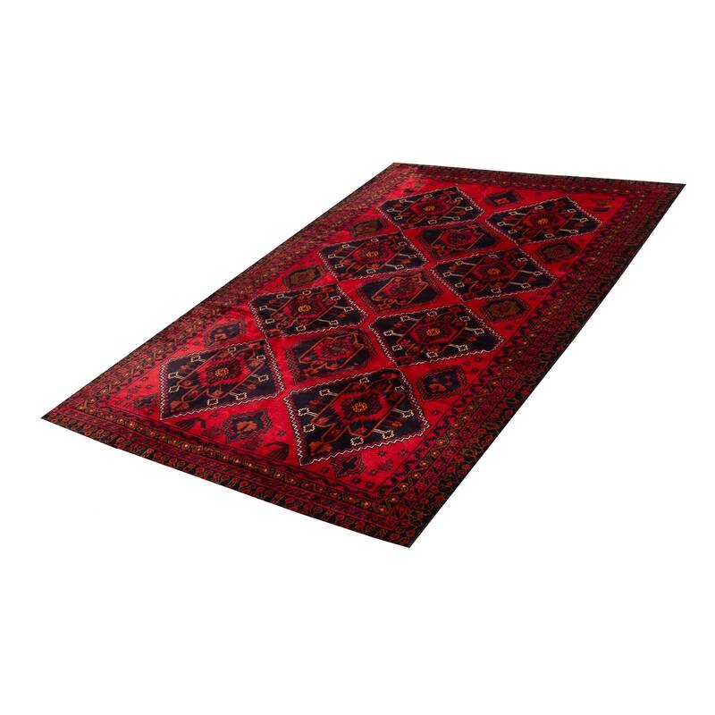 ECARPETGALLERY Hand-knotted Teimani Red Wool Rug - 6'9 x 11'0