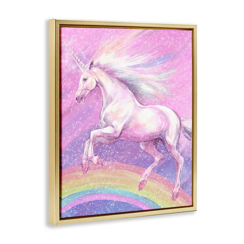 Stupell Rainbow Unicorn Scene Framed Floater Canvas Wall Art Design by Ziwei Li